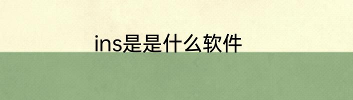 ins是是什么软件