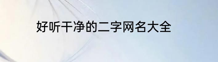 好听干净的二字网名大全