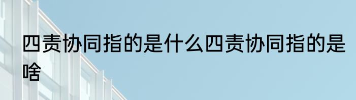 四责协同指的是什么四责协同指的是啥