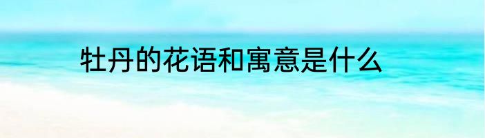 牡丹的花语和寓意是什么