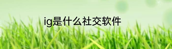 ig是什么社交软件