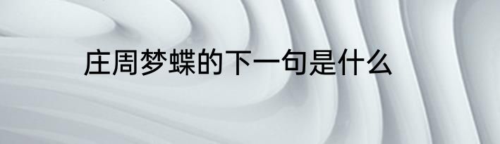 庄周梦蝶的下一句是什么