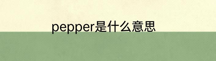 pepper是什么意思