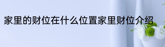 家里的财位在什么位置家里财位介绍