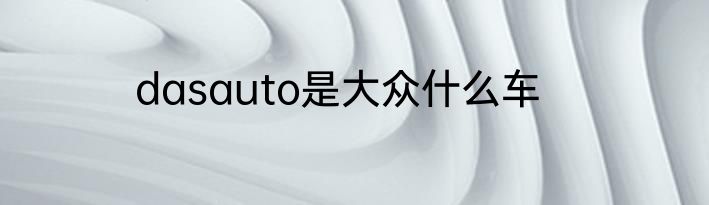 dasauto是大众什么车