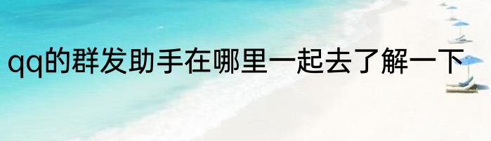 qq的群发助手在哪里一起去了解一下