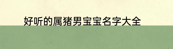 好听的属猪男宝宝名字大全