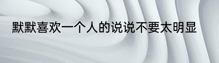 默默喜欢一个人的说说不要太明显