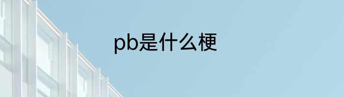 pb是什么梗
