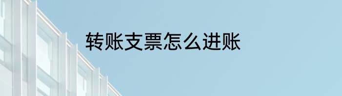 转账支票怎么进账