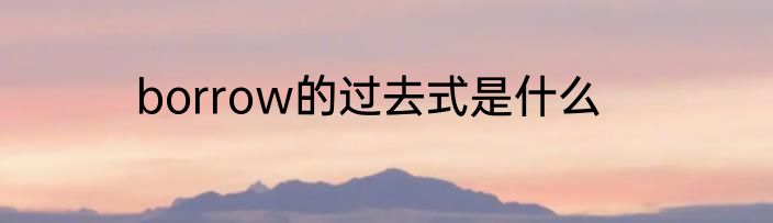 borrow的过去式是什么
