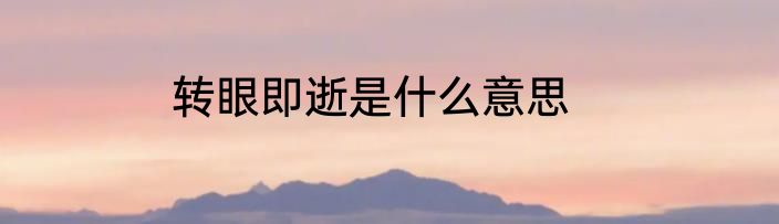 转眼即逝是什么意思