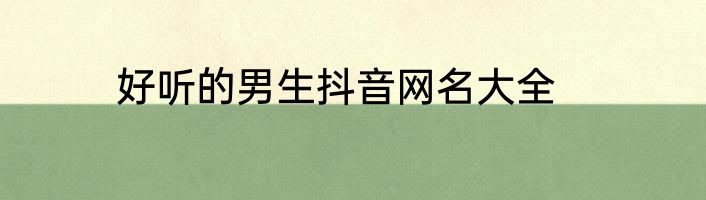 好听的男生抖音网名大全