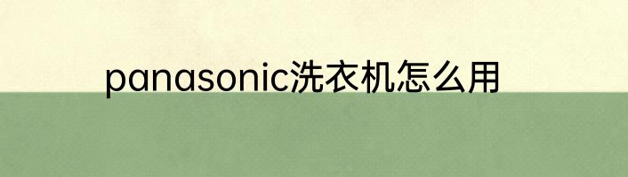 panasonic洗衣机怎么用
