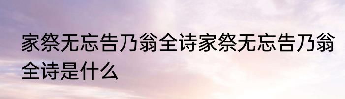家祭无忘告乃翁全诗家祭无忘告乃翁全诗是什么