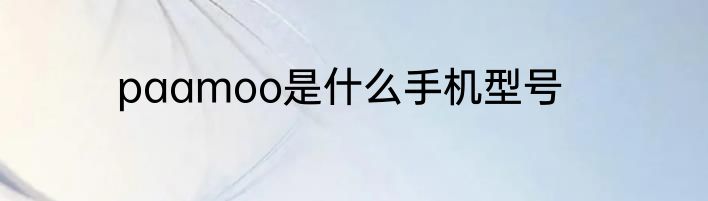 paamoo是什么手机型号