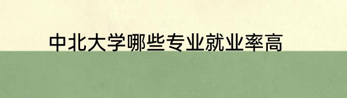 中北大学哪些专业就业率高
