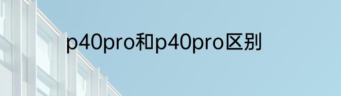 p40pro和p40pro区别