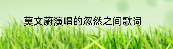 莫文蔚演唱的忽然之间歌词