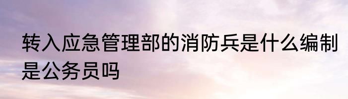 转入应急管理部的消防兵是什么编制是公务员吗