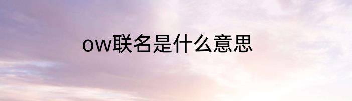 ow联名是什么意思