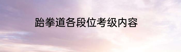 跆拳道各段位考级内容