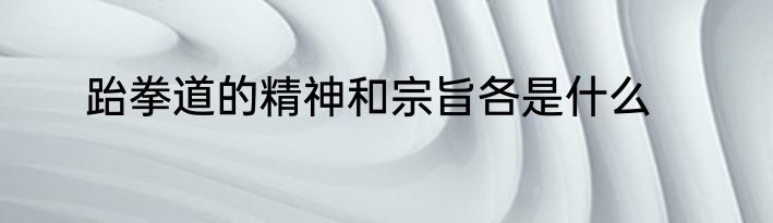跆拳道的精神和宗旨各是什么
