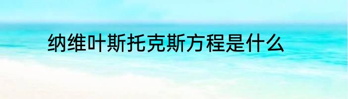 纳维叶斯托克斯方程是什么