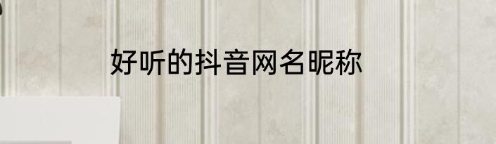 好听的抖音网名昵称