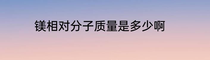 镁相对分子质量是多少啊