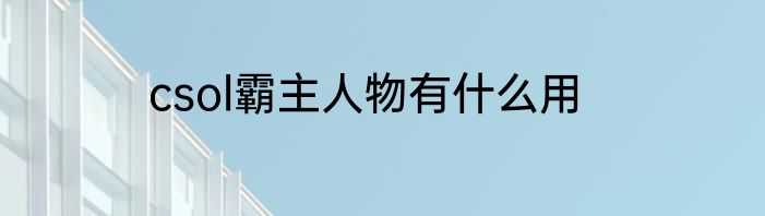 csol霸主人物有什么用