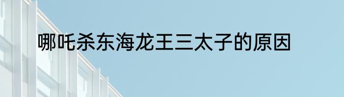 哪吒杀东海龙王三太子的原因