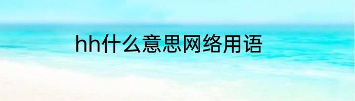hh什么意思网络用语