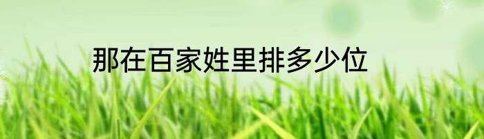 那在百家姓里排多少位