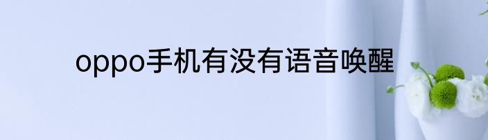 oppo手机有没有语音唤醒