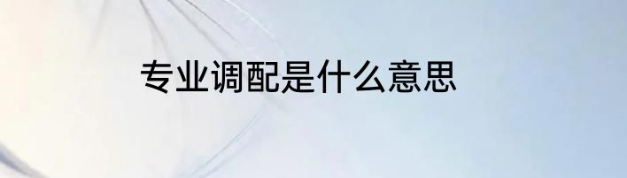 专业调配是什么意思
