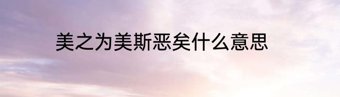 美之为美斯恶矣什么意思