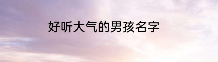 好听大气的男孩名字
