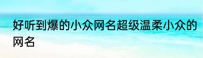 好听到爆的小众网名超级温柔小众的网名