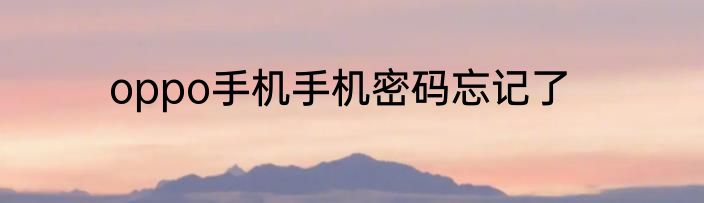 oppo手机手机密码忘记了