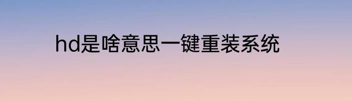 hd是啥意思一键重装系统