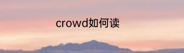 crowd如何读
