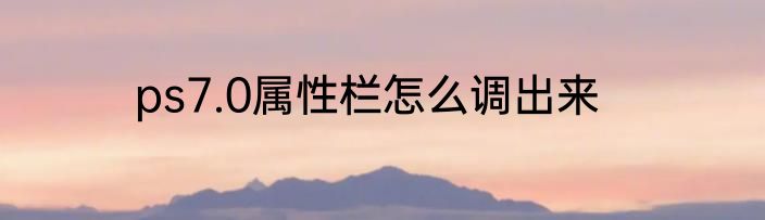 ps7.0属性栏怎么调出来