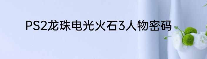 PS2龙珠电光火石3人物密码