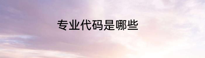 专业代码是哪些