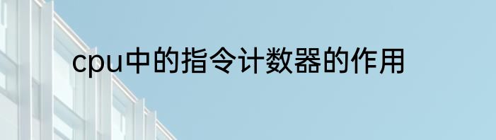 cpu中的指令计数器的作用