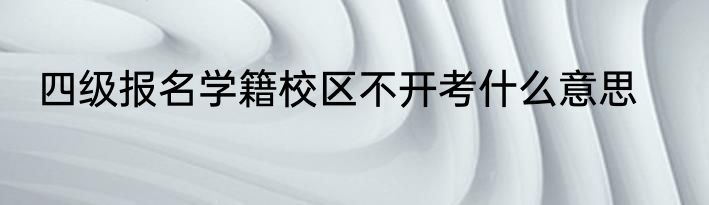 四级报名学籍校区不开考什么意思