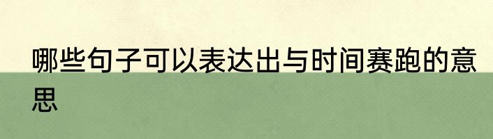 哪些句子可以表达出与时间赛跑的意思