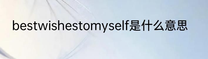 bestwishestomyself是什么意思