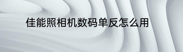 佳能照相机数码单反怎么用